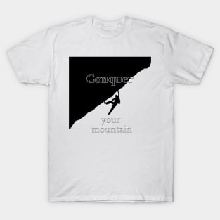 Black and White Mountaineer Climbing the Mountain T-Shirt